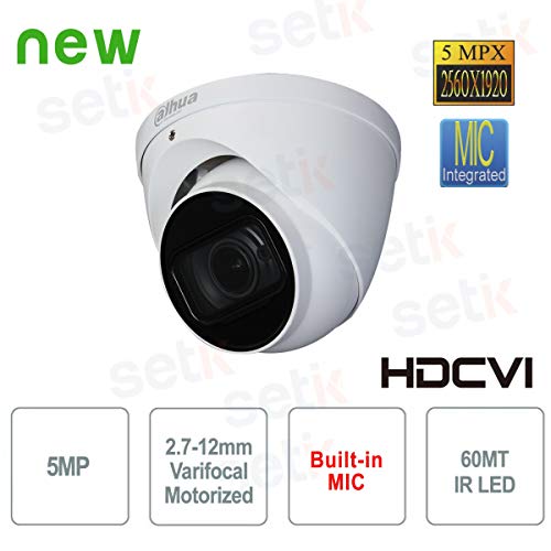 Dahua - Cámara Dahua 5 MP HDCVI Dome Motorizada Audio - HAC-HDW1500T-Z-A