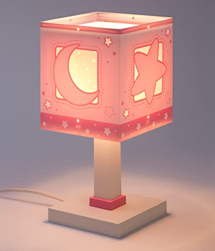 Dalber Lámparas Mesita Infantil Luna y Estrellas Moon Light Rosa, 40 W