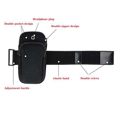 dancepandas Brazalete Deportivo Movil 2PCS Banda de Brazo para Movil Running Armband Fitness Armband con Auriculares para Deportes al Aire Libre/Correr/Fitness (Negro Azul)
