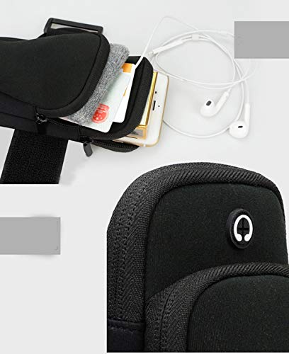 dancepandas Brazalete Deportivo Movil 2PCS Banda de Brazo para Movil Running Armband Fitness Armband con Auriculares para Deportes al Aire Libre/Correr/Fitness (Negro Azul)