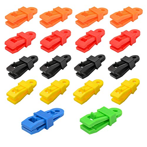 Dancepandas Clips De Lona Ideal 24PCS Abrazadera Plástico Tarp Clips Carpa Clip Accesorio Para Acampada De Plástico Para Actividades Al Aire Libre (Rosso Giallo Arancio Verde Blu Nero)