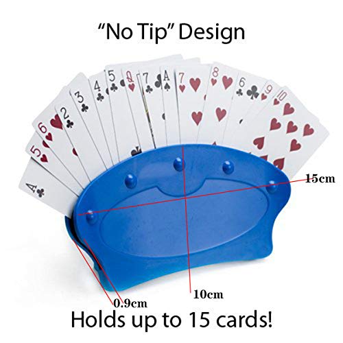 dancepandas Soporte Naipes 4PCS Playing Card Holder Soporte para Juego de Cartas para Niños y Ancianos, Personas con Mal Agarre Artritis, etc, Diseño Curvado, Azul