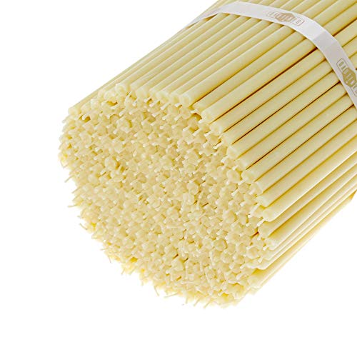 Danilovo 50 velas blancas de cera de abeja – Velas ortopédicas para oración, rituales, decoración de mesa de boda – no tóxicas, sin hollín – antigoteo, N60, altura: 19,5 cm, diámetro: 7 mm