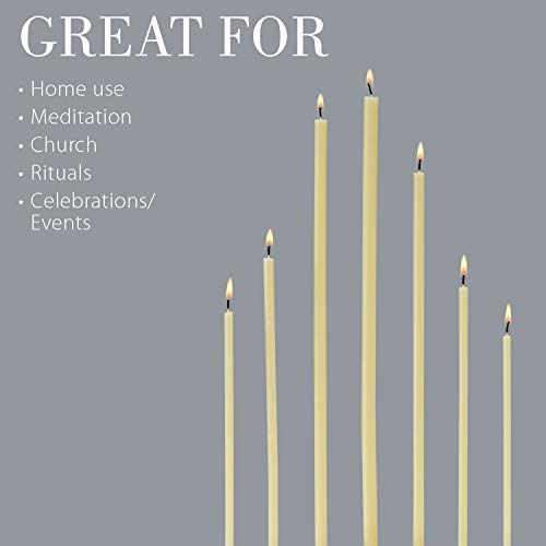 Danilovo 50 velas blancas de cera de abeja – Velas ortopédicas para oración, rituales, decoración de mesa de boda – no tóxicas, sin hollín – antigoteo, N60, altura: 19,5 cm, diámetro: 7 mm