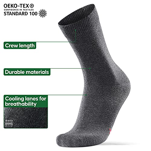 DANISH ENDURANCE 6 Pares Calcetines Clásicos de Algodón, para Hombre y Mujer, de Vestir, Cómodos, Transpirables, para el Uso Diario, Negro, Gris, Rojo (Multicolor: 4 x negro, 2 x gris, EU 39-42)