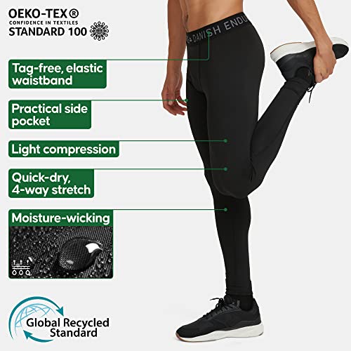 DANISH ENDURANCE Men's Compression Long Tights XXL Black 2-Pack