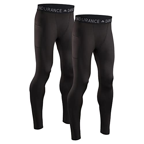 DANISH ENDURANCE Men's Compression Long Tights XXL Black 2-Pack