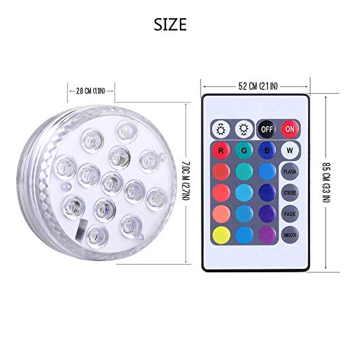 Danolt 4Pcs Nueva actualización luces sumergibles LED con control remoto Cambio de color de luz subacuática para base de florero, jacuzzi, tanque de peces, estanque, piscina, jardín, Hogar