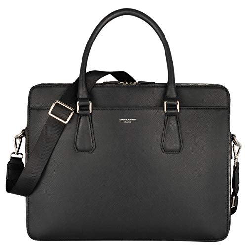 David Jones - Bolso de Mano Maletín Hombre - Portadocumentos Ordenador Portátil 13 Pulgadas - Cartera Cuero PU Negocios Trabajo - Bolso Bandolera Hombre Mensajero Portafolio Oficina Business - Negro