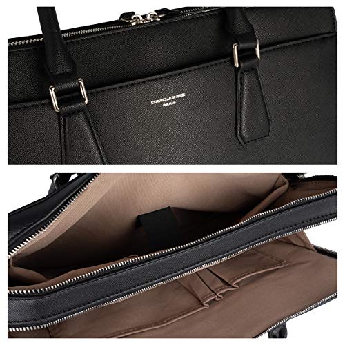 David Jones - Bolso de Mano Maletín Hombre - Portadocumentos Ordenador Portátil 13 Pulgadas - Cartera Cuero PU Negocios Trabajo - Bolso Bandolera Hombre Mensajero Portafolio Oficina Business - Negro