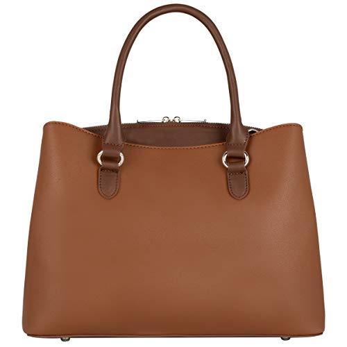 David Jones - Bolso de Mano Mujer - Bolso Bandolera Hombro Cuero PU Media - Satchel Tote Shopper Bag Elegante - Messenger Crossobody Bag - Moda Diario Vida - Marrón