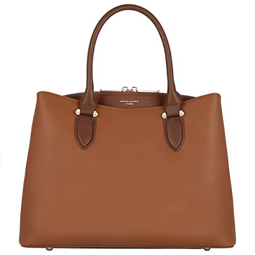 David Jones - Bolso de Mano Mujer - Bolso Bandolera Hombro Cuero PU Media - Satchel Tote Shopper Bag Elegante - Messenger Crossobody Bag - Moda Diario Vida - Marrón