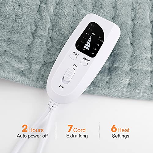 Dawdix Manta Electrica Lumbar 60*30cm, Almohadilla Elèctrica, manta termica electrica pequeña con apagado automático, almohadilla térmica rápida con 6 niveles temperatura, esterilla electrica lavable