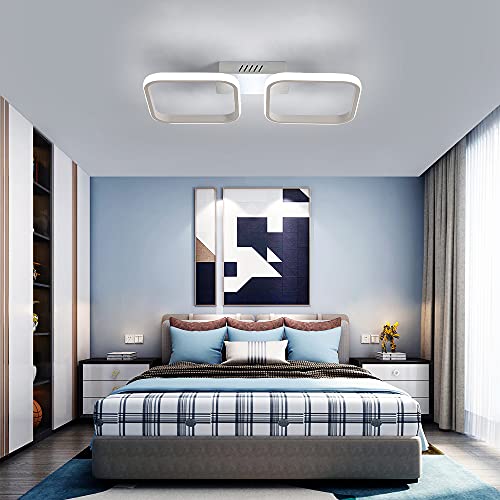 DAXGD Lámparas de techo modernas, 2 lámparas colgantes LED cuadradas blancas para cocina, dormitorio, pasillo, lámpara de techo acrílica de 30W, diámetro 50CM