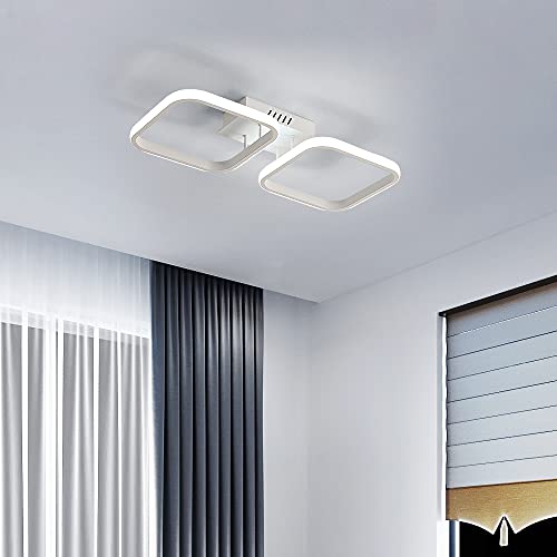 DAXGD Lámparas de techo modernas, 2 lámparas colgantes LED cuadradas blancas para cocina, dormitorio, pasillo, lámpara de techo acrílica de 30W, diámetro 50CM