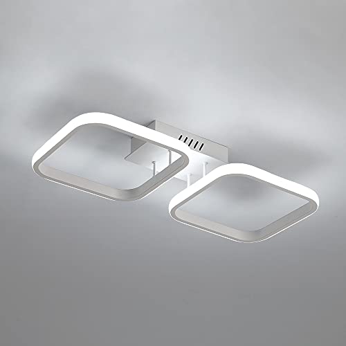 DAXGD Lámparas de techo modernas, 2 lámparas colgantes LED cuadradas blancas para cocina, dormitorio, pasillo, lámpara de techo acrílica de 30W, diámetro 50CM