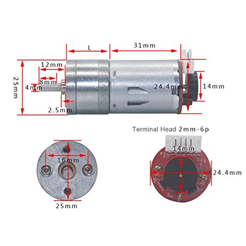 DC 12V DIY Encoder Motorreductor Con Soporte de Montaje 65mm Caja de Cambios Magnética Kit de Ruedas del Motor Micro Reductor de Velocidad Motor Full Metal Gearbox Para Smart Car Robot(130RPM)