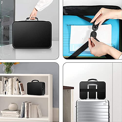 Dcolor Bolsa organizadora de documentos ignífuga, con candado, portátil, para guardar documentos, archivos, pasaporte, certificado