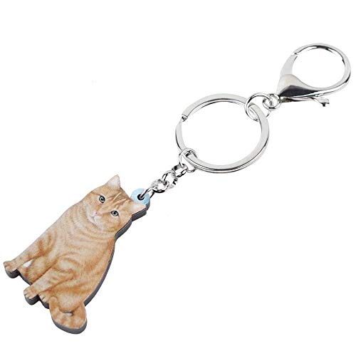 DdA8yonH Llavero Elegante Sala de acrílico Naranja Cat Llaveros Llavero Joyas Anillos para Mujeres niñas señoras Bolso Alquiler de Mascotas