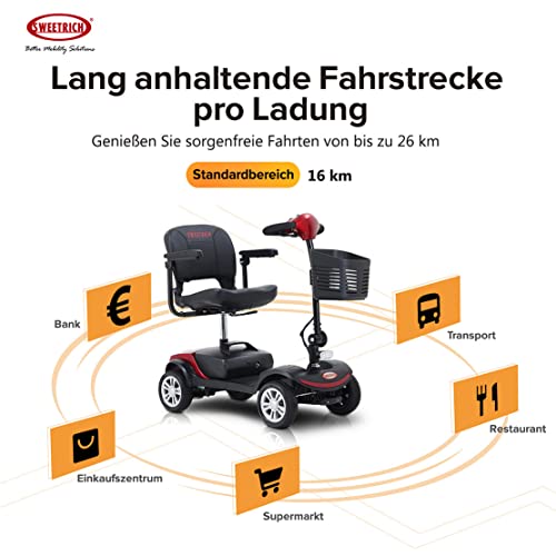 DDCHH Plegable Scooter Electrico Adulto, 4 Ruedas Scooter EléCtrico Personas con Movilidad ​Reducida, Carga 120Kg (Incluida Batería), Motor De 250W,Resistencia 16Km,Red