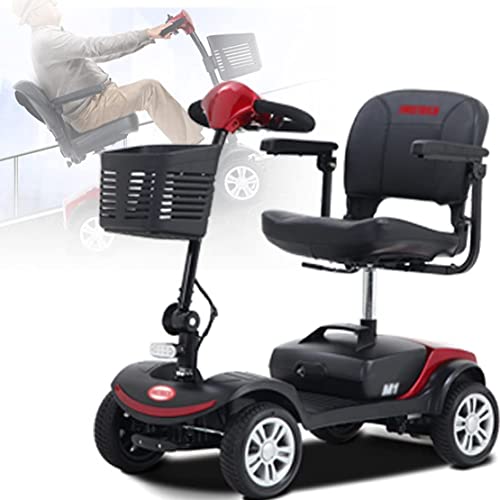 DDCHH Plegable Scooter Electrico Adulto, 4 Ruedas Scooter EléCtrico Personas con Movilidad ​Reducida, Carga 120Kg (Incluida Batería), Motor De 250W,Resistencia 16Km,Red