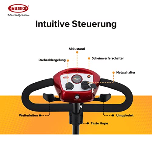 DDCHH Plegable Scooter Electrico Adulto, 4 Ruedas Scooter EléCtrico Personas con Movilidad ​Reducida, Carga 120Kg (Incluida Batería), Motor De 250W,Resistencia 16Km,Red