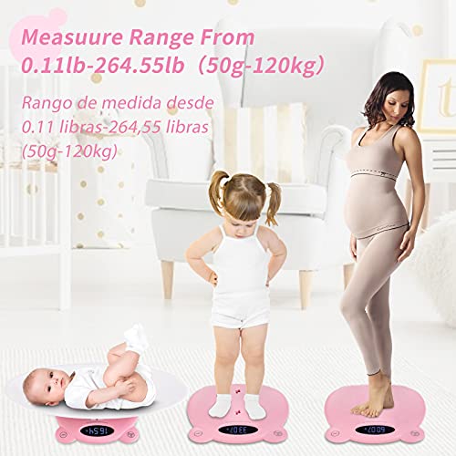DDHVVOH Bascula para BebéS Y Mascotas,Balanza Digital con Pantalla LCD Retro Iluminada Y Tallimetro con FuncióN Tara,Ideal para Calcular El Peso de Su Bebe ReciéN Nacido Capacidad