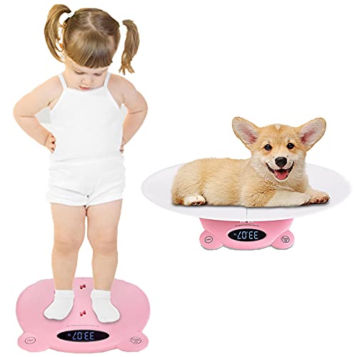 DDHVVOH Bascula para BebéS Y Mascotas,Balanza Digital con Pantalla LCD Retro Iluminada Y Tallimetro con FuncióN Tara,Ideal para Calcular El Peso de Su Bebe ReciéN Nacido Capacidad