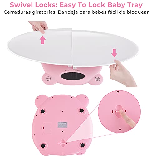 DDHVVOH Bascula para BebéS Y Mascotas,Balanza Digital con Pantalla LCD Retro Iluminada Y Tallimetro con FuncióN Tara,Ideal para Calcular El Peso de Su Bebe ReciéN Nacido Capacidad