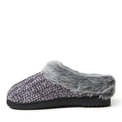 Dearfoams Chenille Rib Knit Clog. Zapatilla por casa Sueco. Zapatilla de Textil, Plantilla Memory Foam. Transpirable y Flexible, excelente Confort, Lavable (36/37 EU, Excalibur)