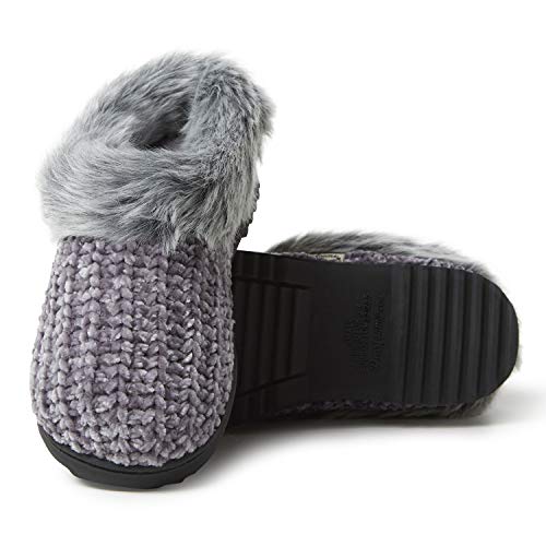 Dearfoams Chenille Rib Knit Clog. Zapatilla por casa Sueco. Zapatilla de Textil, Plantilla Memory Foam. Transpirable y Flexible, excelente Confort, Lavable (36/37 EU, Excalibur)