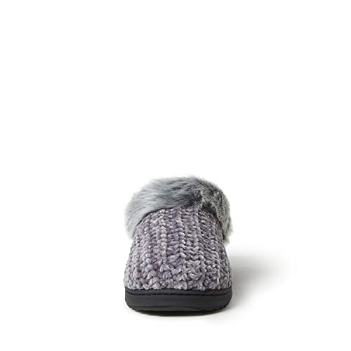 Dearfoams Chenille Rib Knit Clog. Zapatilla por casa Sueco. Zapatilla de Textil, Plantilla Memory Foam. Transpirable y Flexible, excelente Confort, Lavable (36/37 EU, Excalibur)