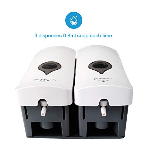 Decdeal 2 x 300ml Dispensador de Jabón de Pared, Ducha, Champú, Loción, Espacio para Baño Cocina Hotel