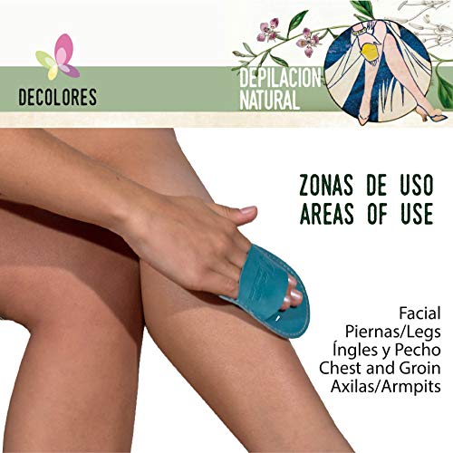 Decolores | Guante Depilatorio Corporal Natural | Contiene Estuche y 10 Láminas de Silicio | Guante para Eliminar el Vello y Células Muertas | Piel Sueva y Perfecta | Color Amarillo
