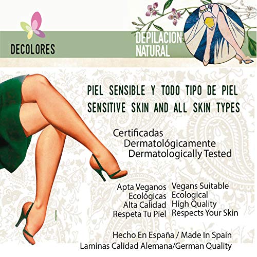 Decolores | Guante Depilatorio Corporal Natural | Contiene Estuche y 10 Láminas de Silicio | Guante para Eliminar el Vello y Células Muertas | Piel Sueva y Perfecta | Color Amarillo