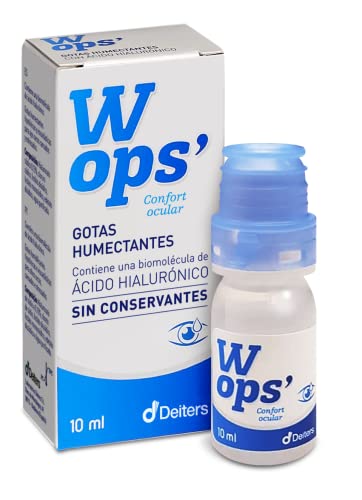 DEITERS - WOPS' Gotas Humectantes Sin Conservantes, Lágrimas Artificiales para Ojos Secos, Ácido Hialurónico, Colirio, Gotas Lubricantes, Frasco 10 ml