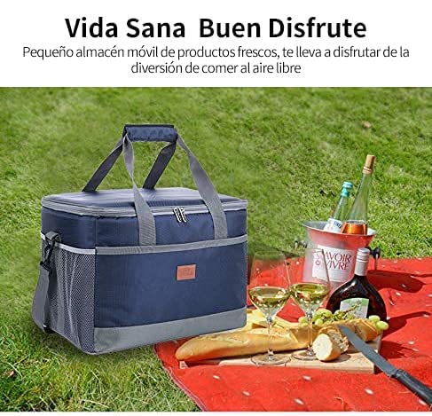 Delgeo 30L Nevera Flexible Bolsa Termica Reutilizable Bolsa Isotermica Nevera Portatil Grande Apta para Viajes, Playa, Picnic, Camping, Barbacoa, Azul