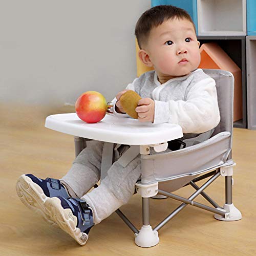 DELITLS Silla de bebé plegable portátil para comer, acampar, playa, césped, césped desmontable plegable con bandeja para niños, silla de comedor en casa