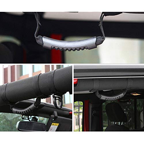 Delleu 4 PCS Roll Bar Agarraderas Manijas Agarre Manija Fuerte Durable para Jeep Wrangler YJ TJ JK JKU JL JLU Deportes Sahara Freedom Rubicon X y Unlimited 1995-2018
