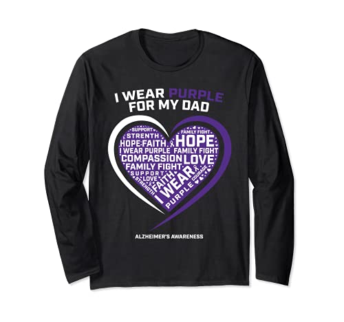 Demencia padre regalos llevar púrpura papá Alzheimer conciencia Manga Larga
