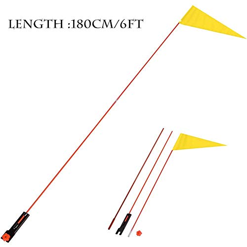 Dequate Bandera de Bicicleta - 180cm Bicicleta banderín, Bandera de Seguridad para niños, banderín de Bici, Bicicleta banderín de Tear-Resistant & Impermeable, Naranja/Amarillo/Azul