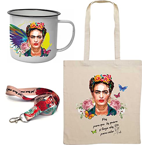 Desconocido Pack de Bolsa, Lanyard y Taza de Frida Khalo. HECHO 100% en España!