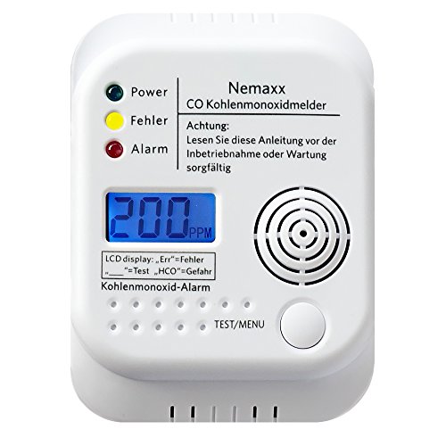 Detector inalámbrico de monóxido de Carbono Nemaxx a Pilas de Acuerdo con la Norma EN50291