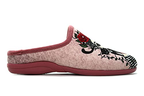 DeValverde - 6040 Salmón - Zapatilla de IR por casa, Chinela Destalonada, Pantufla Abierta, Suela de Goma, para: Mujer Color: Salmon Talla:39