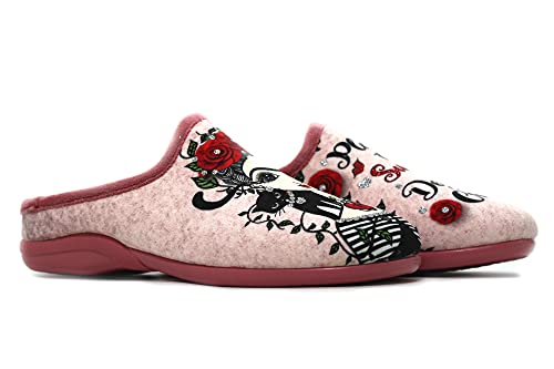 DeValverde - 6040 Salmón - Zapatilla de IR por casa, Chinela Destalonada, Pantufla Abierta, Suela de Goma, para: Mujer Color: Salmon Talla:39