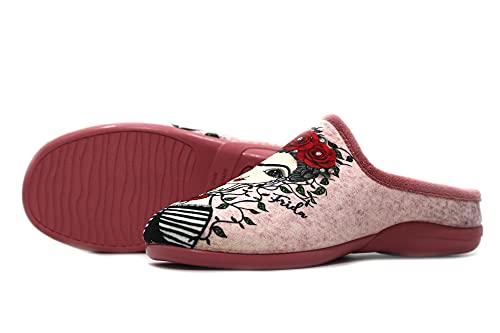 DeValverde - 6040 Salmón - Zapatilla de IR por casa, Chinela Destalonada, Pantufla Abierta, Suela de Goma, para: Mujer Color: Salmon Talla:39
