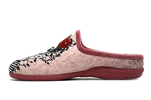 DeValverde - 6040 Salmón - Zapatilla de IR por casa, Chinela Destalonada, Pantufla Abierta, Suela de Goma, para: Mujer Color: Salmon Talla:39
