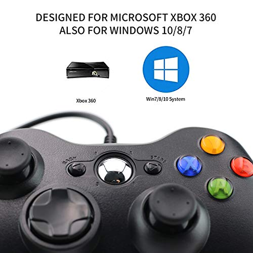 Dhaose Xbox 360 Mando de Gamepad, Controlador Mando USB de Xbox 360 con Vibración, Controlador de Gamepad para Xbox 360 Mando para PC Windows XP/7/8/10