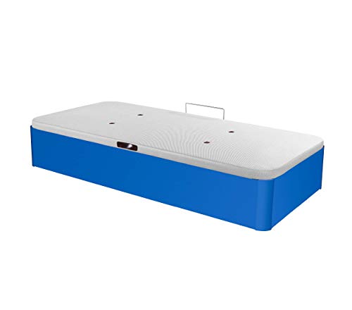 DHOME Canape Abatible Tapizado 3D Juvenil Infantil con Apertura Normal o Lateral Esquinas Macizas de Haya canapé Madera (90x190 22mm Ap. Lateral, Azul)