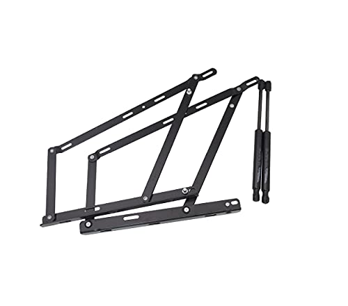 DHOME Pack 2 Sistema de elevacion hidráulicos + bisagras Profesionales Marca ARGOMANIZ máxima Calidad Click para canape abatible pistones Clic (1400N (160 a 180cm Ancho canapé))
